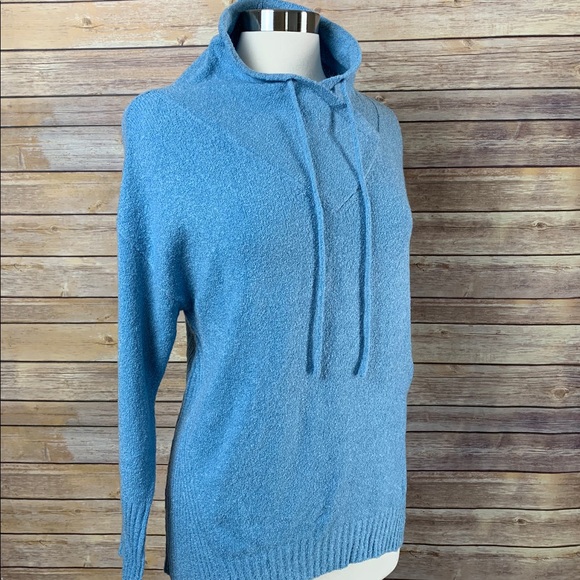 Philosophy Sweaters - Philosophy Top Long Sleeve Funnel Tie Neck Blue Sm